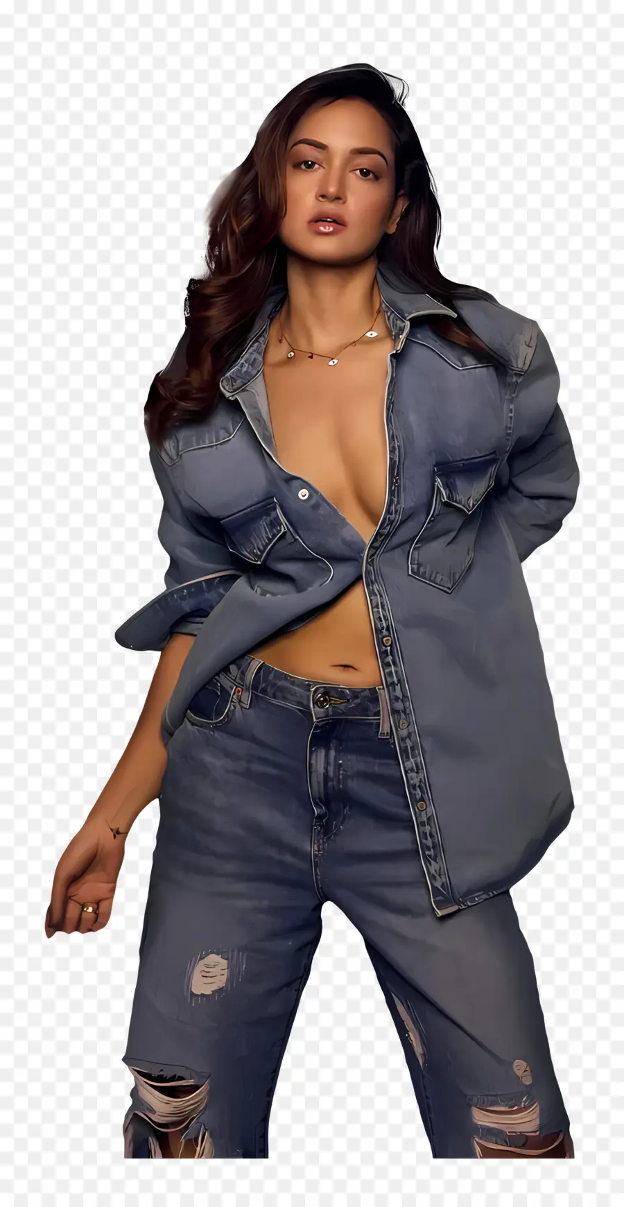 Shanvi Srivastava，Wanita Berbaju Denim PNG