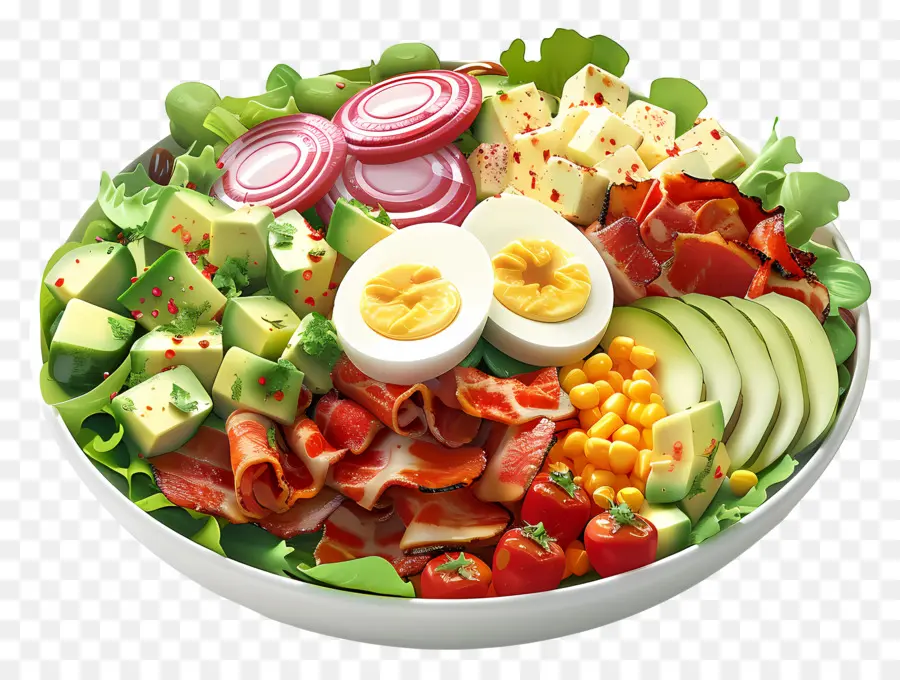 Salad Cobb，Mangkuk Salad Berwarna Warni PNG