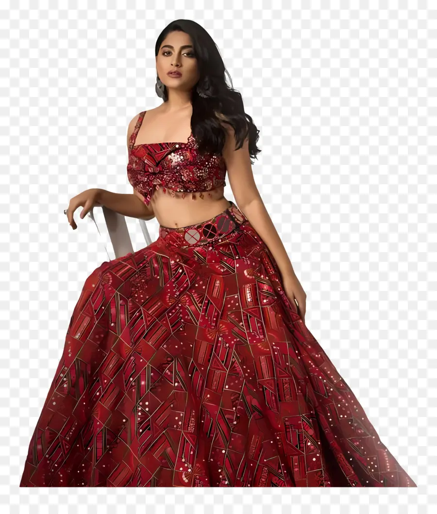 Nishvika Naidu，Lehenga Merah PNG