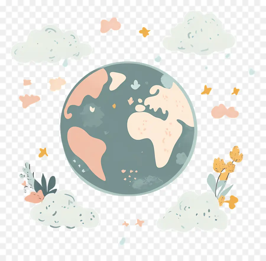 Planet Bumi，Bumi Dengan Bunga PNG