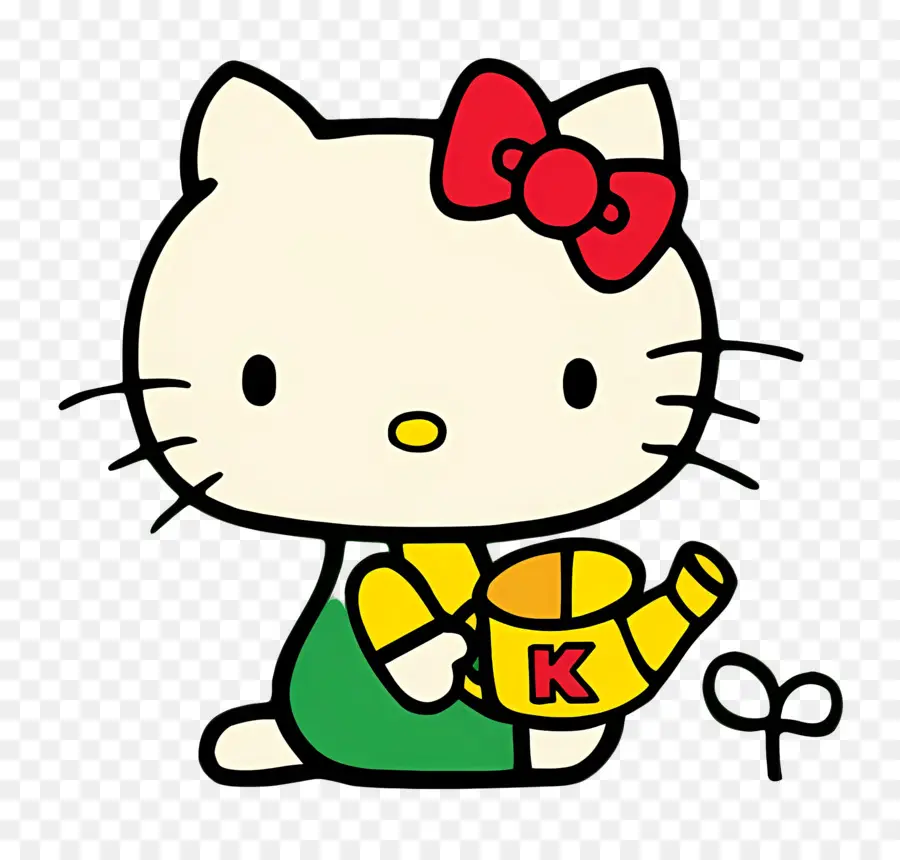 Halo Kitty，Hello Kitty Dengan Kaleng Penyiram PNG