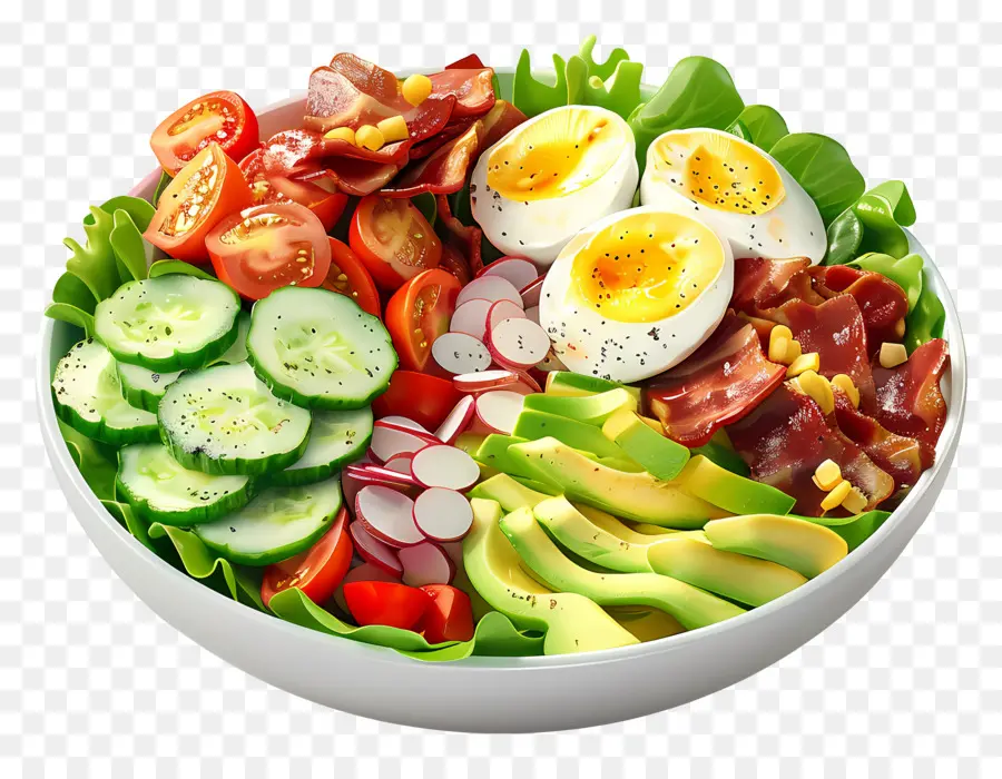 Salad Cobb，Mangkuk Salad Berwarna Warni PNG