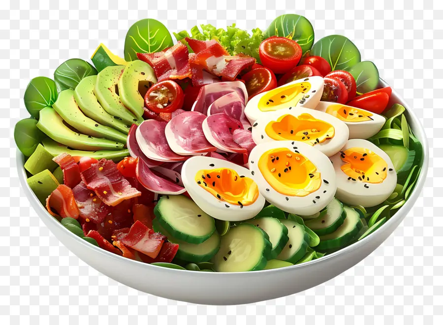 Salad Cobb，Mangkuk Salad Berwarna Warni PNG