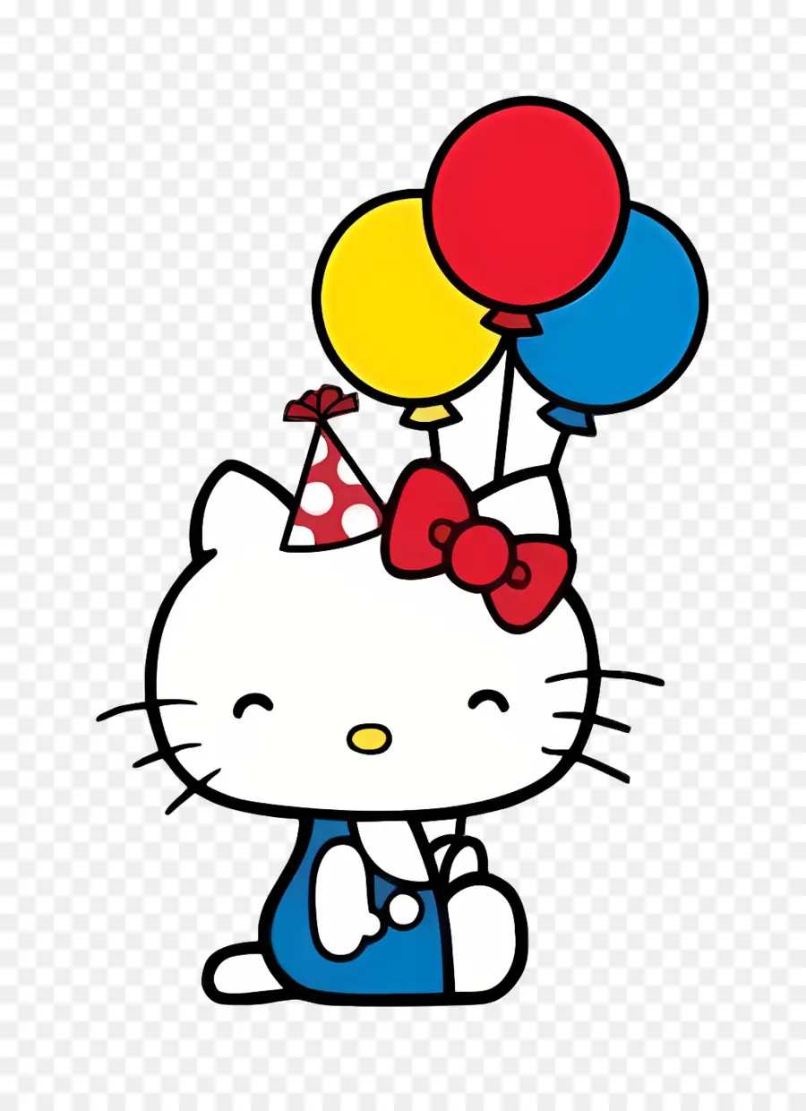 Halo Kitty，Kucing Putih Dengan Balon PNG