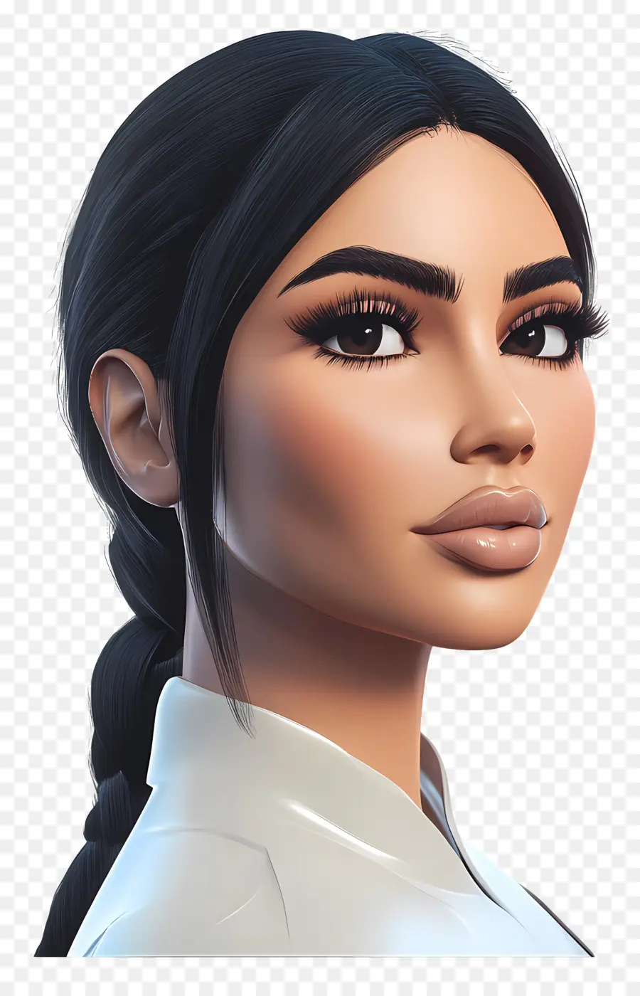 Kim Kardashian，Karakter Realistis Dengan Rambut Dikepang PNG