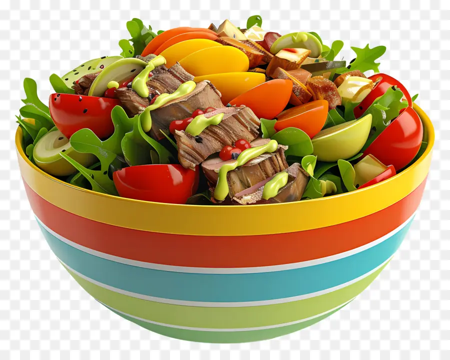 Salad Cobb，Mangkuk Salad Berwarna Warni PNG