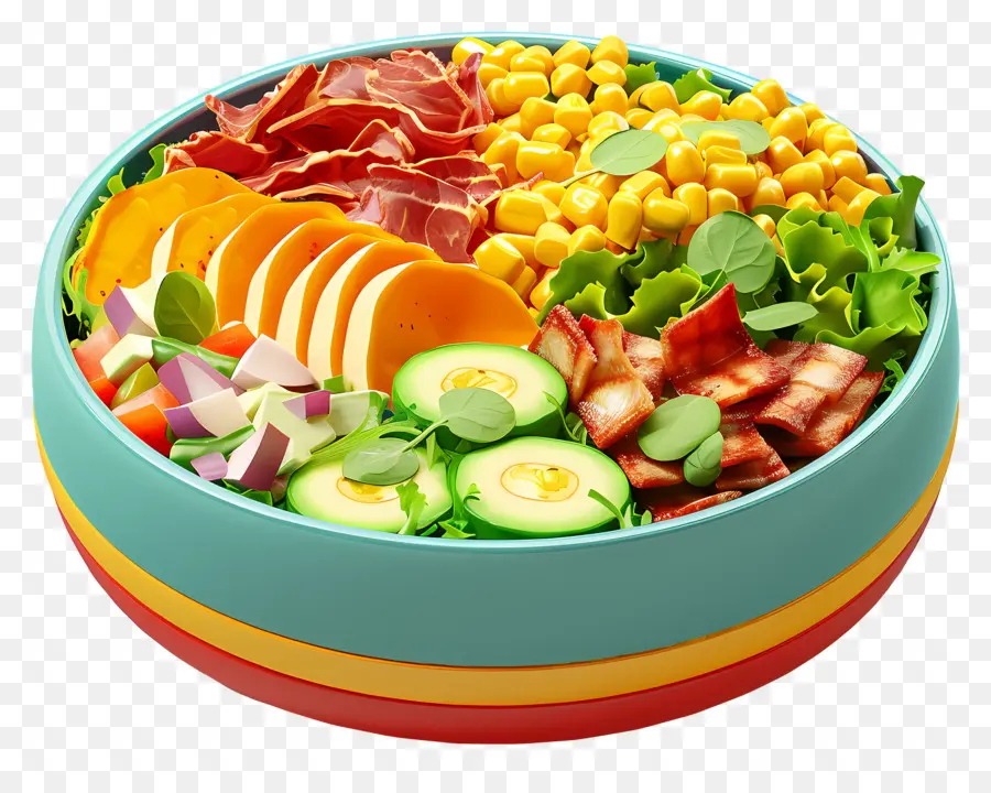 Salad Cobb，Mangkuk Salad Berwarna Warni PNG