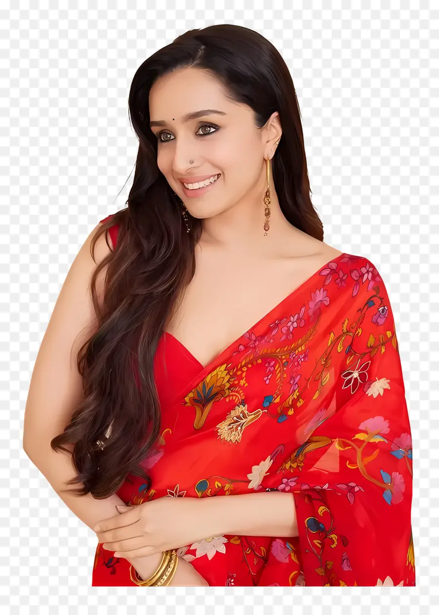 Shraddha Kapoor，Wanita Berbaju Bunga Merah PNG