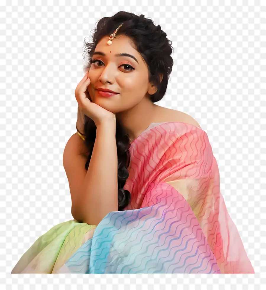 Priyanka Thimmesh，Sari Berwarna Warni PNG