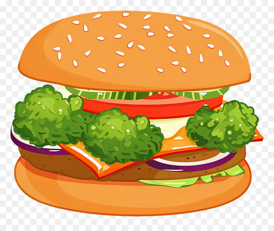 Burger Vegetarian，Burger Sayur PNG