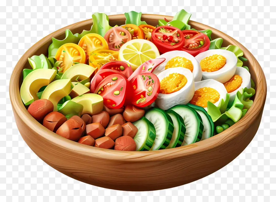 Salad Cobb，Mangkuk Salad Berwarna Warni PNG