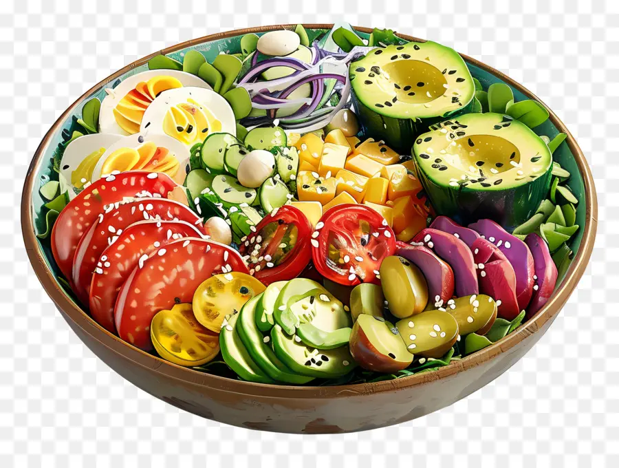 Salad Cobb，Mangkuk Salad Berwarna Warni PNG