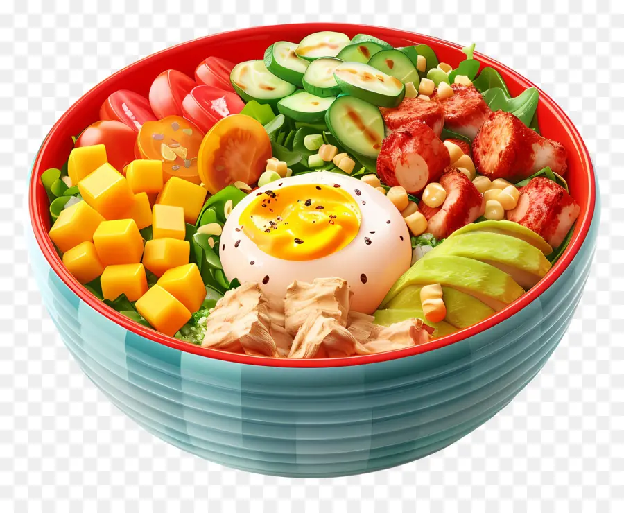 Salad Cobb，Mangkuk Salad Berwarna Warni PNG