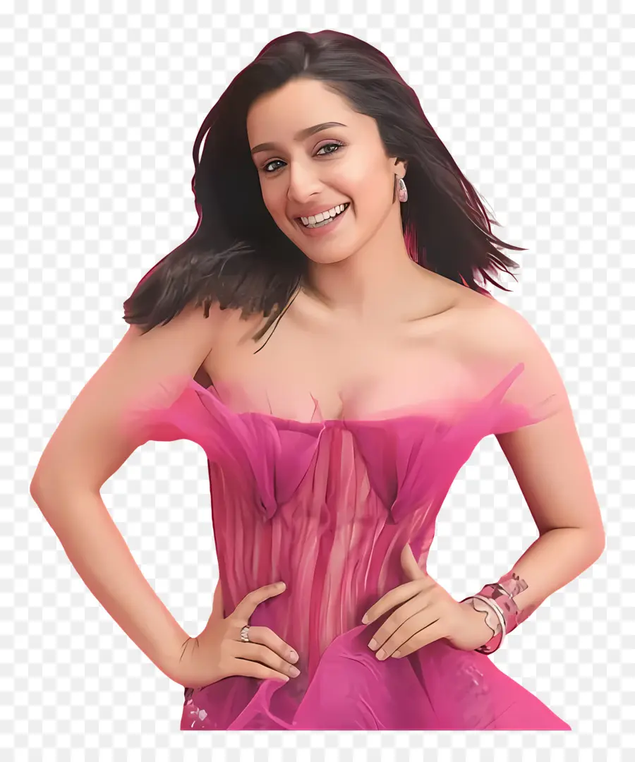 Shraddha Kapoor，Wanita Berpakaian Merah Muda PNG