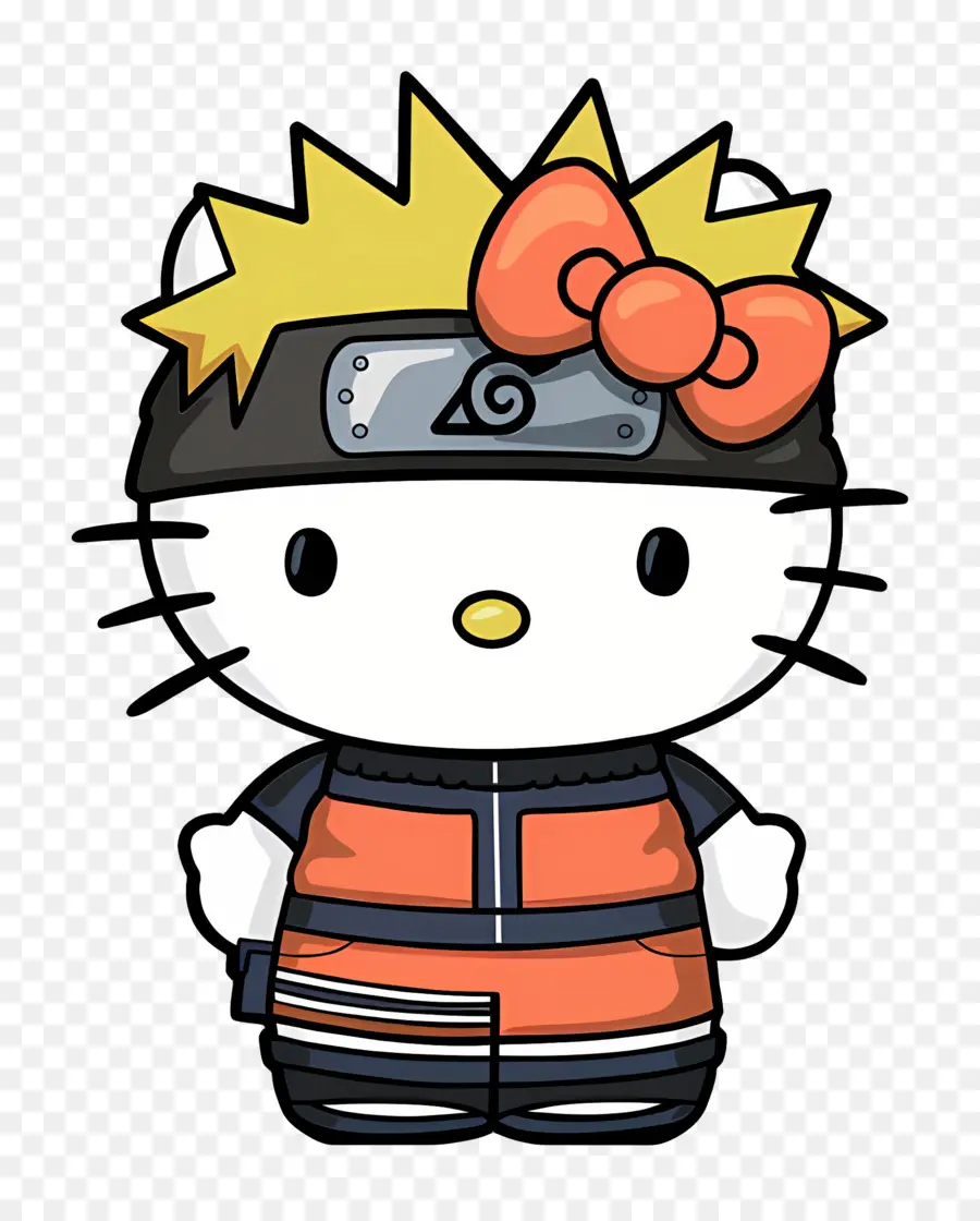 Halo Kitty，Hello Kitty Dengan Pakaian Ninja PNG