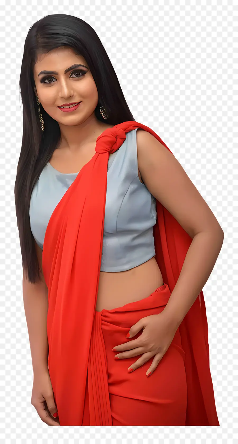 Kavya Ramesh，Wanita Berbaju Sari Merah PNG