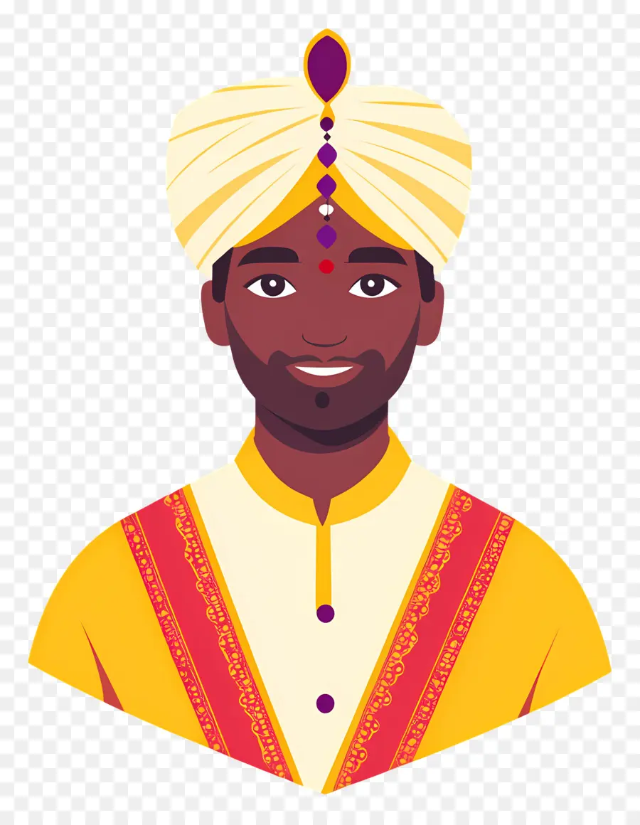 Turban India，Pria Dengan Pakaian Tradisional PNG