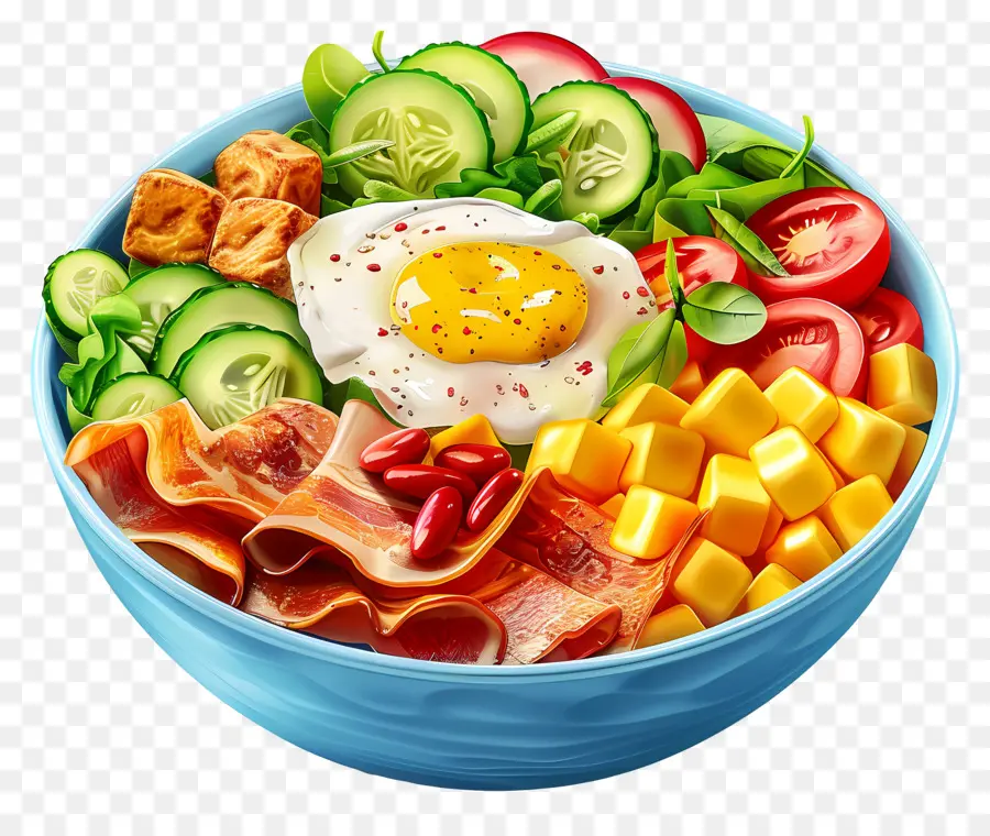 Salad Cobb，Mangkuk Sarapan PNG