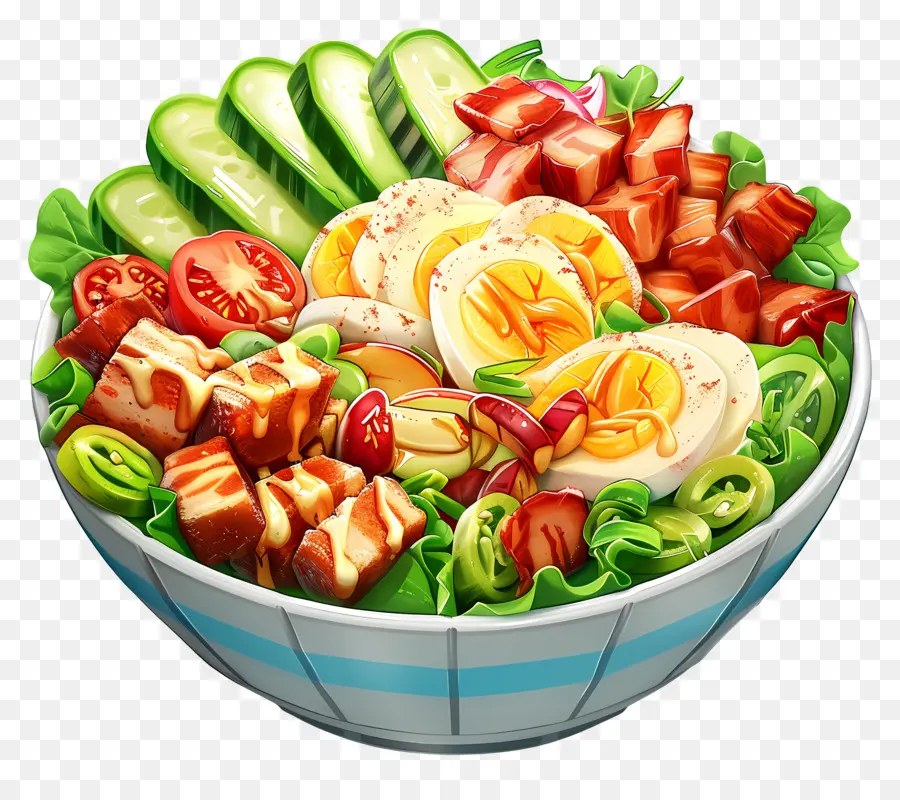 Salad Cobb，Mangkuk Salad Berwarna Warni PNG