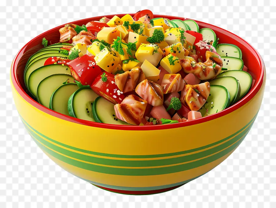 Salad Cobb，Mangkuk Salad Yang Bersemangat PNG