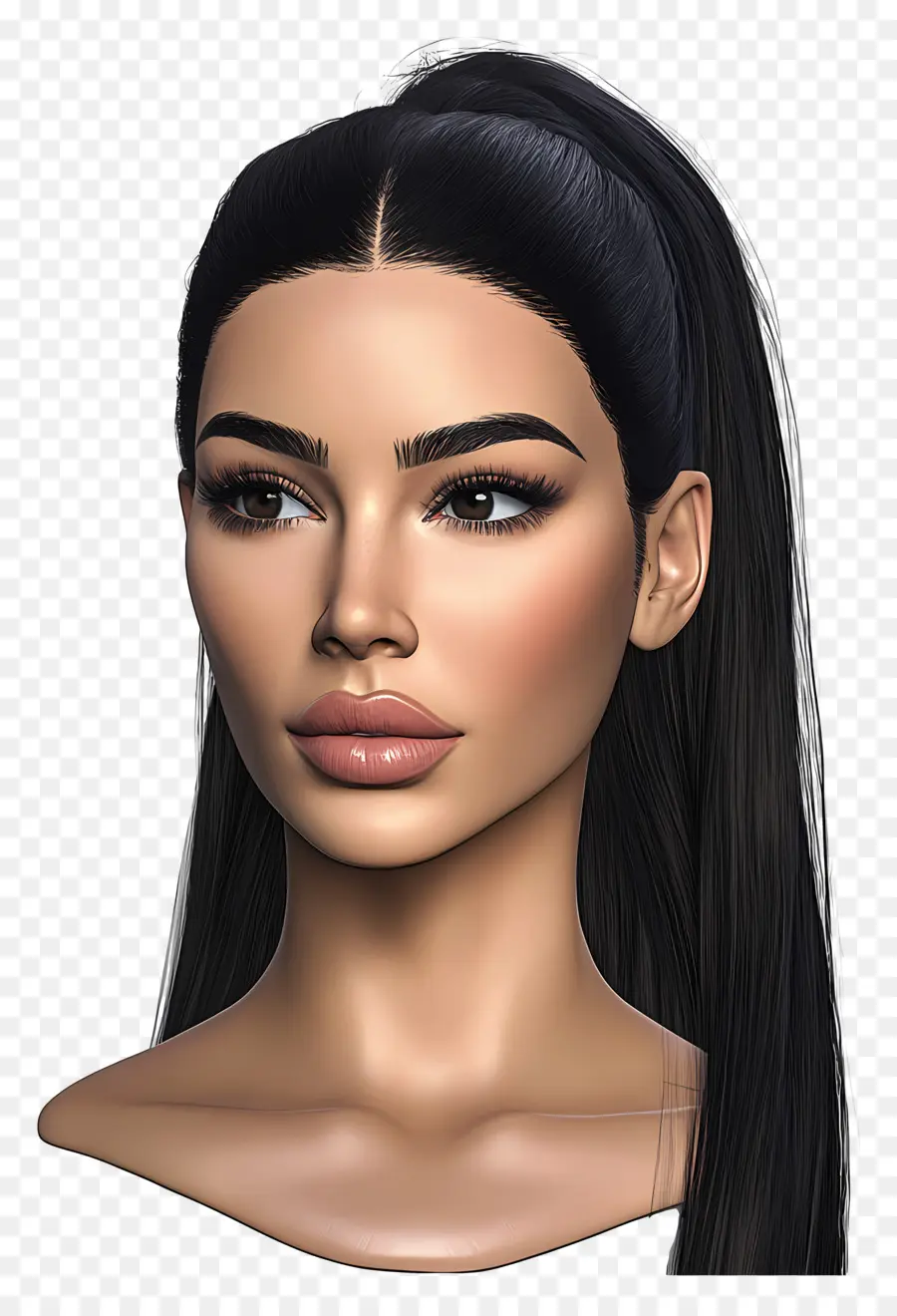 Kim Kardashian，Karakter Realistis Dengan Ekor Kuda PNG