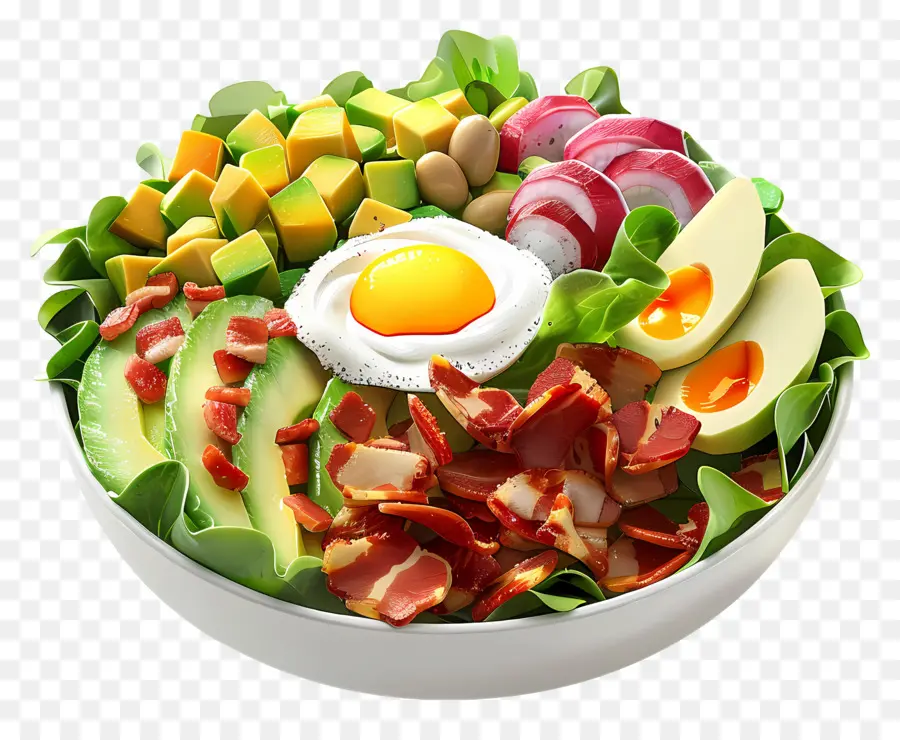 Salad Cobb，Mangkuk Salad Berwarna Warni PNG