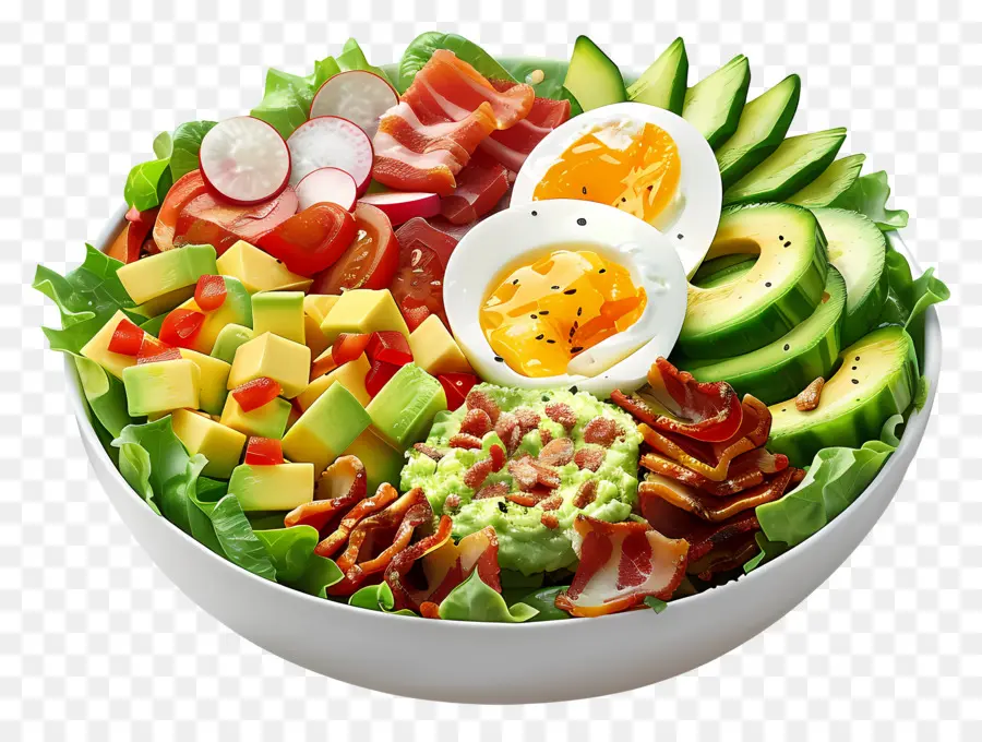 Salad Cobb，Mangkuk Salad Berwarna Warni PNG