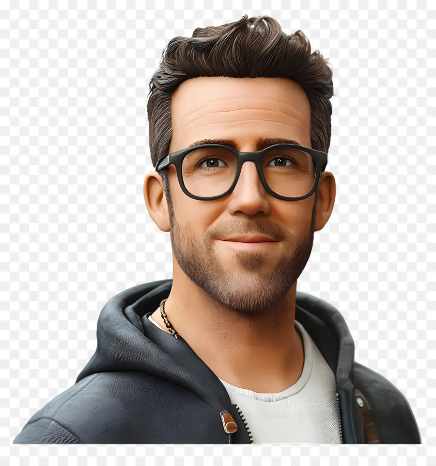 Ryan Reynolds，Pria Kartun Berkacamata PNG