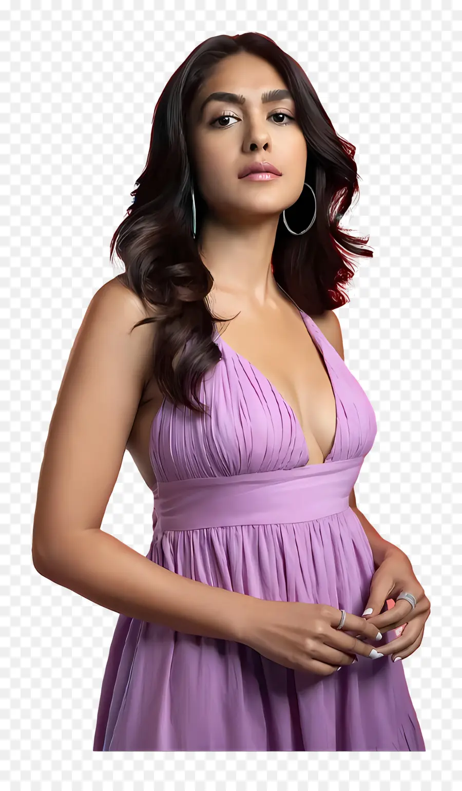 Mrunal Thakur，Gaun Ungu PNG