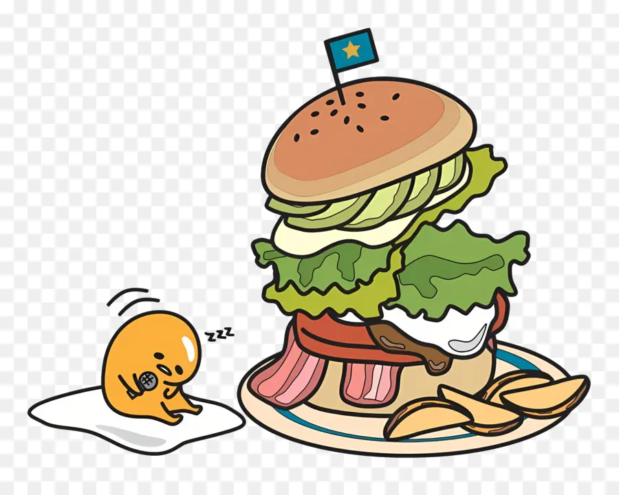 Gudetama，Telur Malas Dan Burger PNG