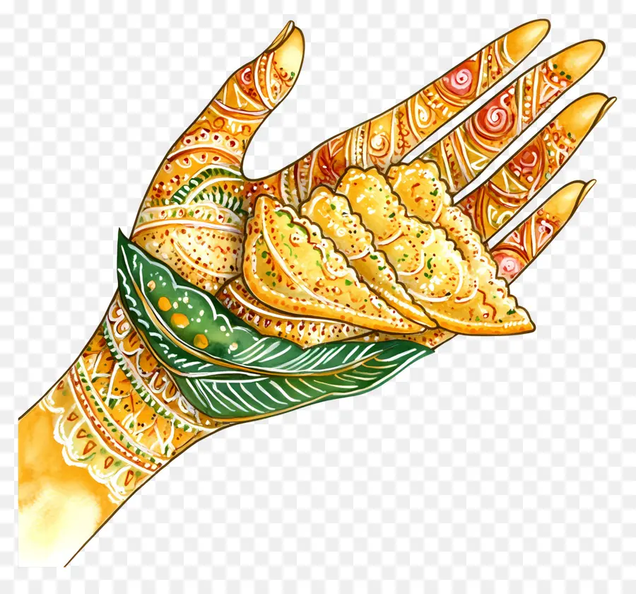 Tangan India，Tangan Yang Dihiasi Dengan Kue Kering PNG