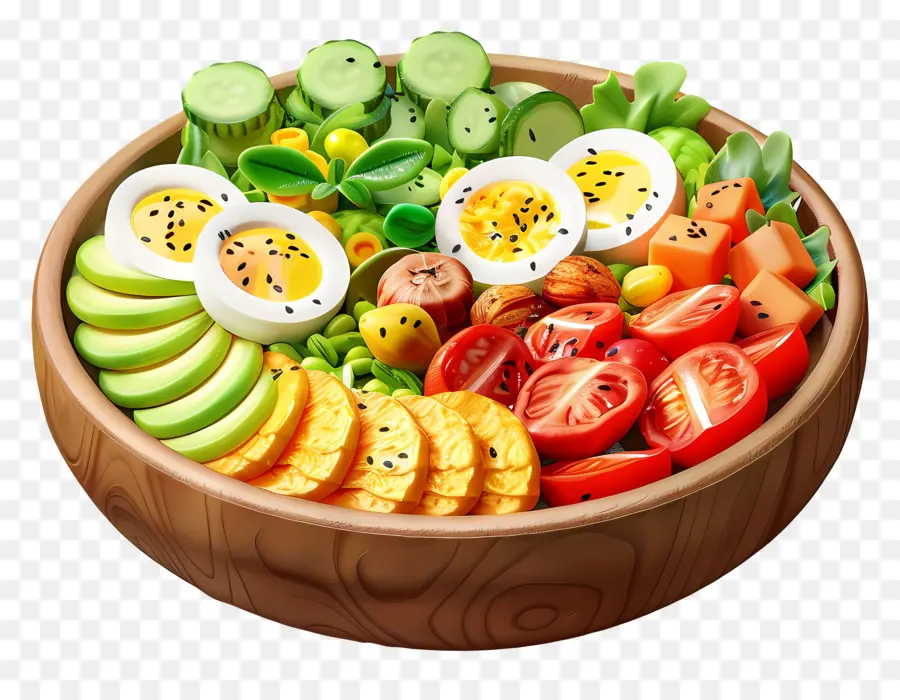 Salad Cobb，Mangkuk Salad Berwarna Warni PNG