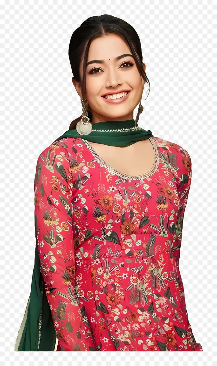 Rashmika Mandanna，Wanita Berpakaian Bunga PNG