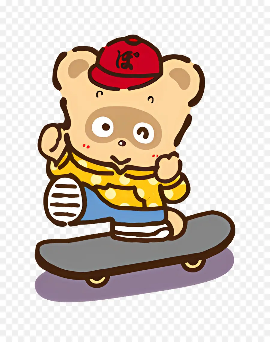 Pokopon，Tanuki Di Skateboard PNG