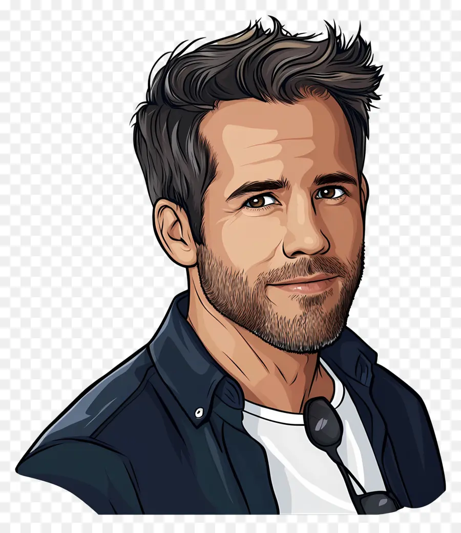 Ryan Reynolds，Pria Kartun Dengan Kacamata Hitam PNG