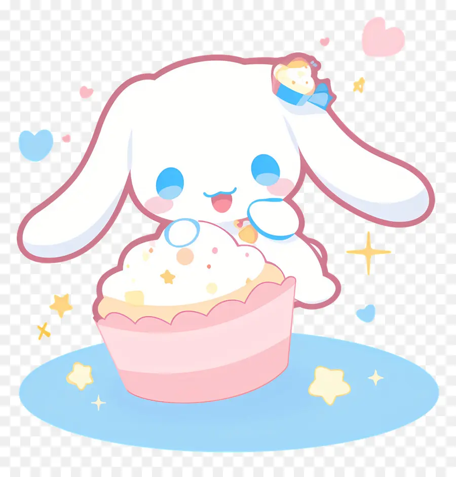 Cinnamoroll Yang Lucu，Kelinci Lucu Dengan Cupcake PNG