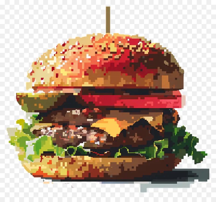 Hamburger Piksel，Burger Piksel PNG