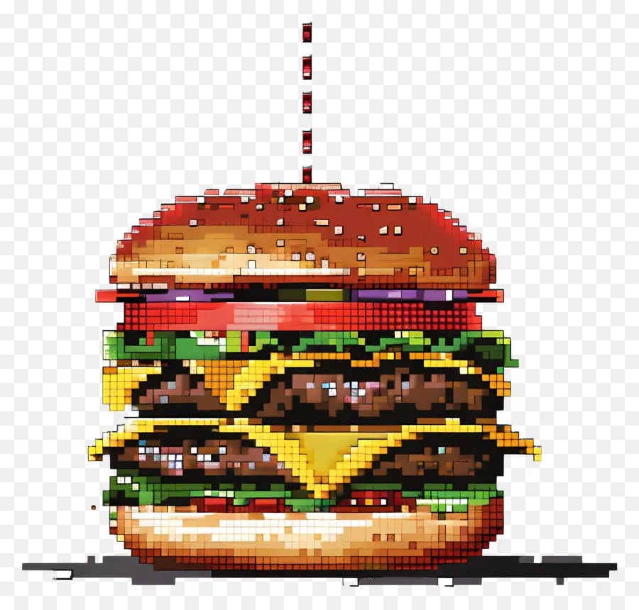 Hamburger Piksel，Burger Piksel PNG