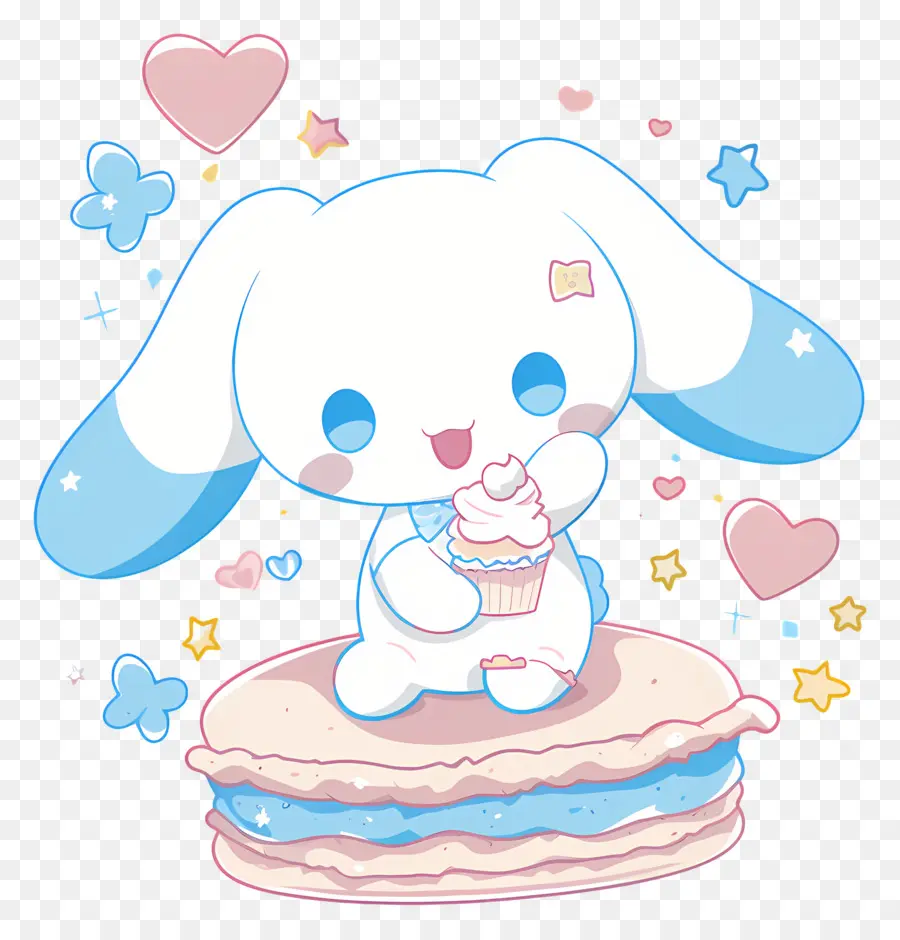 Cinnamoroll Yang Lucu，Kelinci Lucu Dengan Makanan Penutup PNG