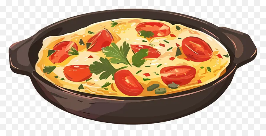 Telur Dadar Spanyol，Omelet Di Pan PNG