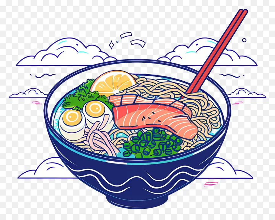 Semangkuk Ramen，Mangkuk Mie Salmon PNG