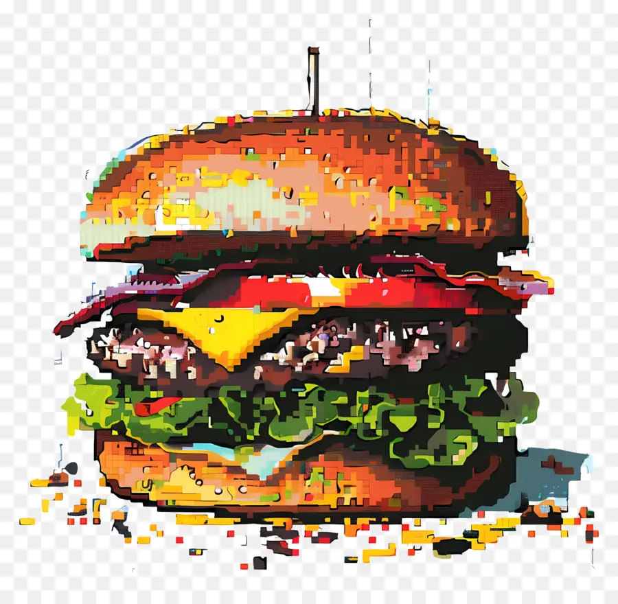 Hamburger Piksel，Burger Piksel PNG