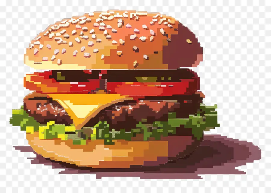 Hamburger Piksel，Burger Piksel PNG