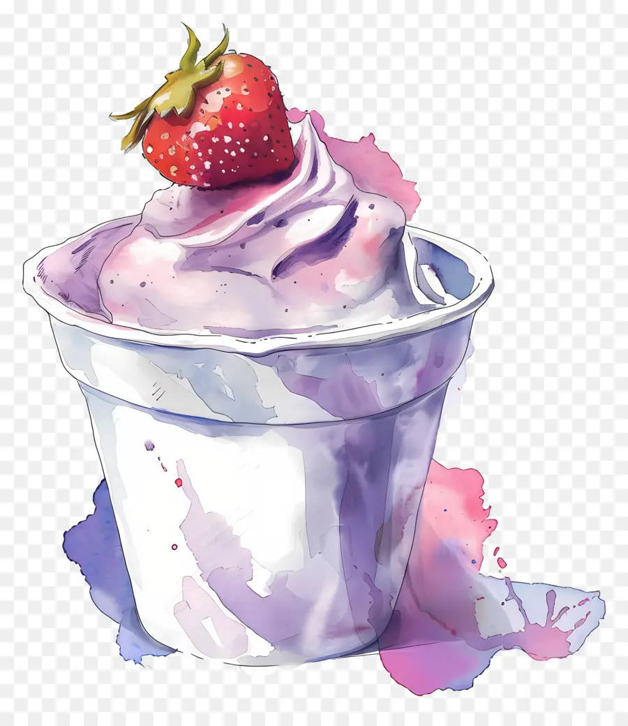 Cangkir Yogurt Cat Air，Es Krim Berry PNG