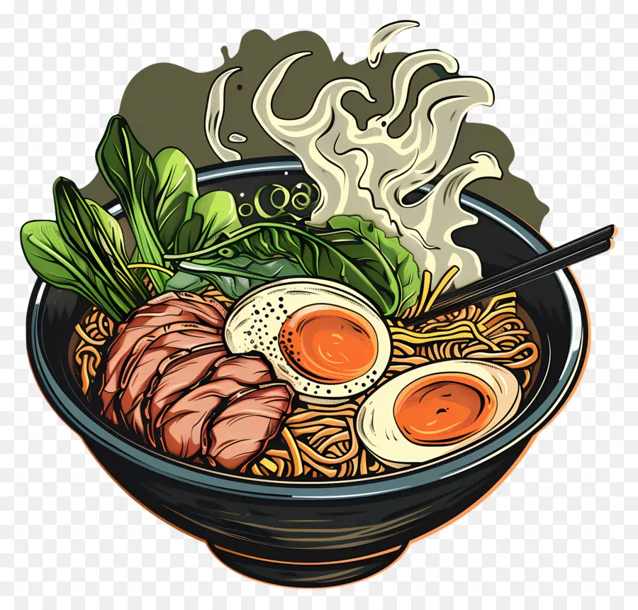 Semangkuk Ramen，Mangkuk Ramen Kukus PNG