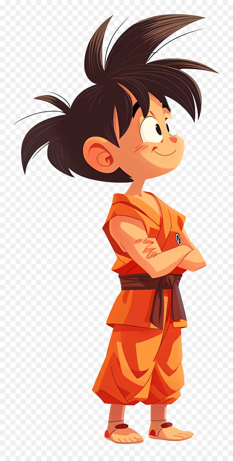 Goku，Bocah Kartun Dengan Tampilan Samping Gi Oranye PNG