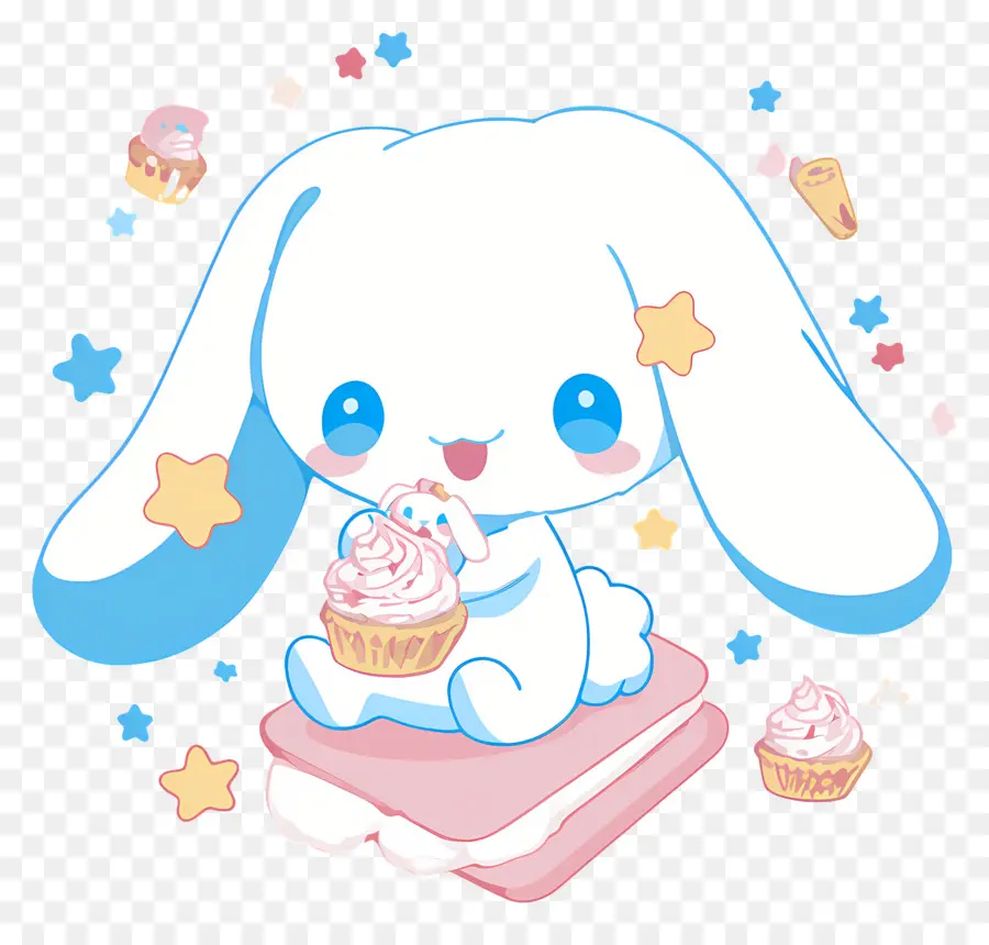 Cinnamoroll Yang Lucu，Kelinci Lucu Dengan Cupcake PNG