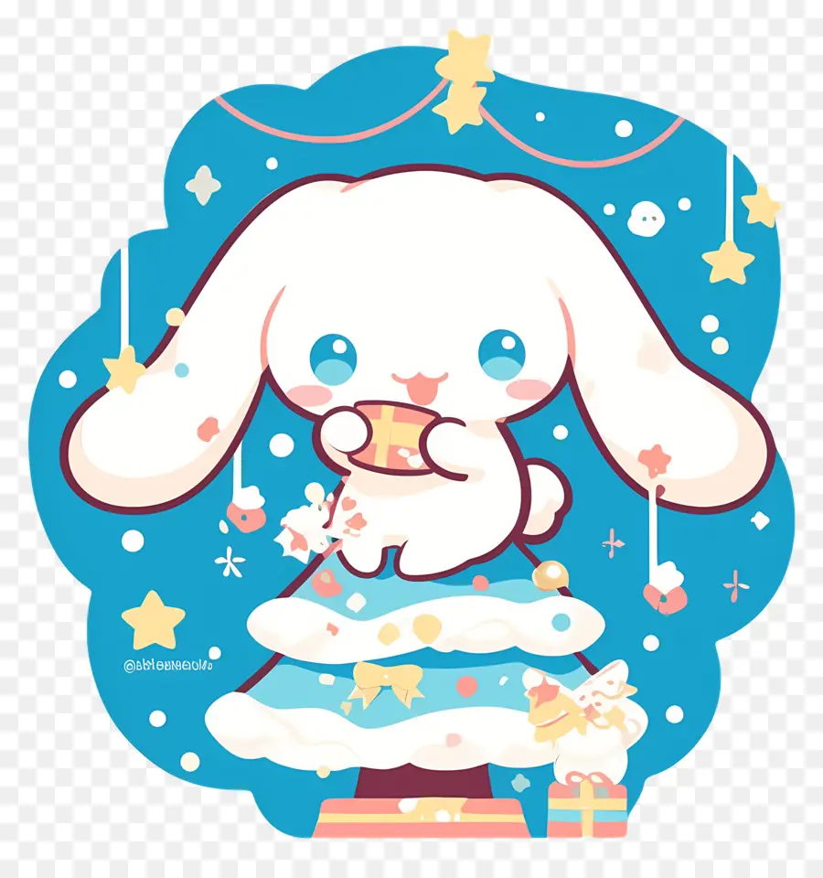 Cinnamoroll Yang Lucu，Kelinci Lucu Dengan Pohon Natal PNG