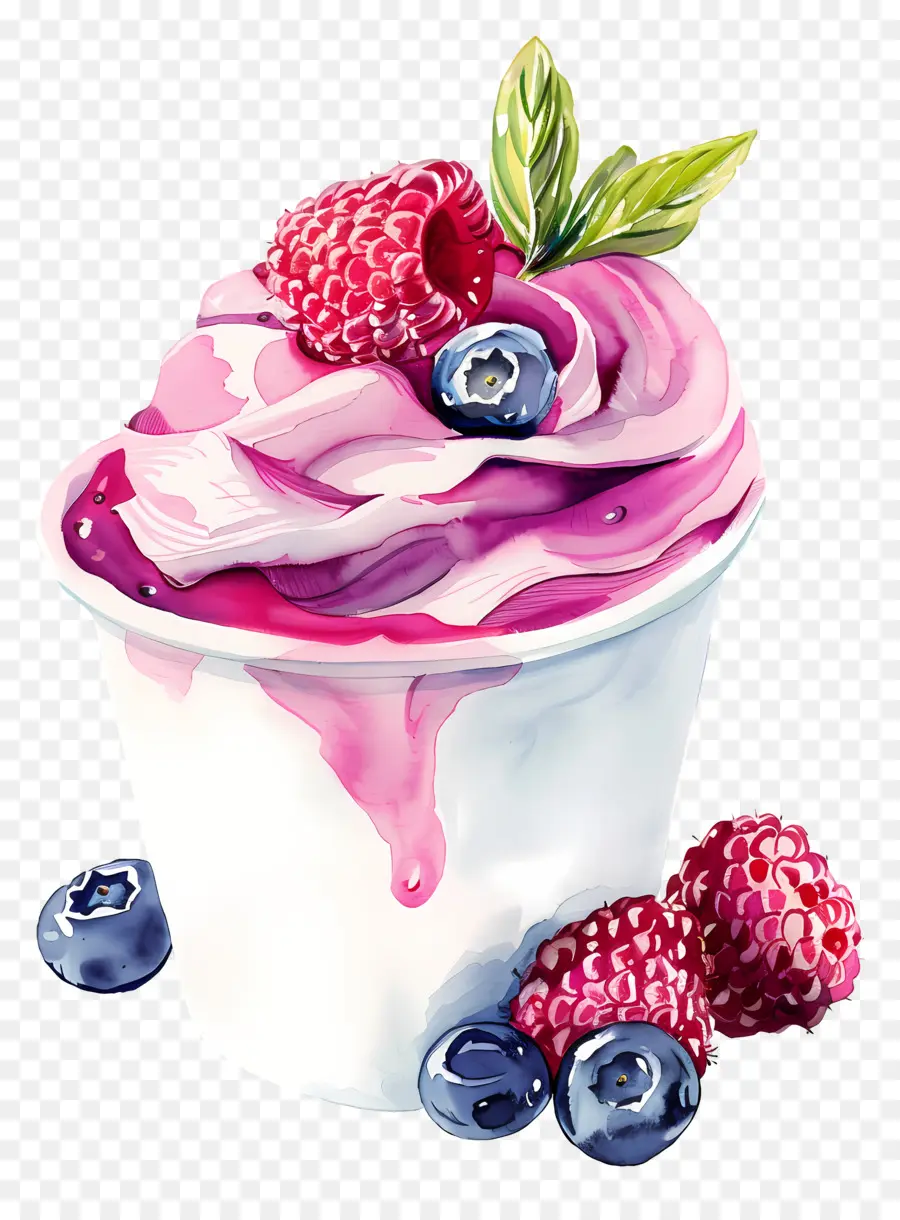 Cangkir Yogurt Cat Air，Es Krim Berry PNG