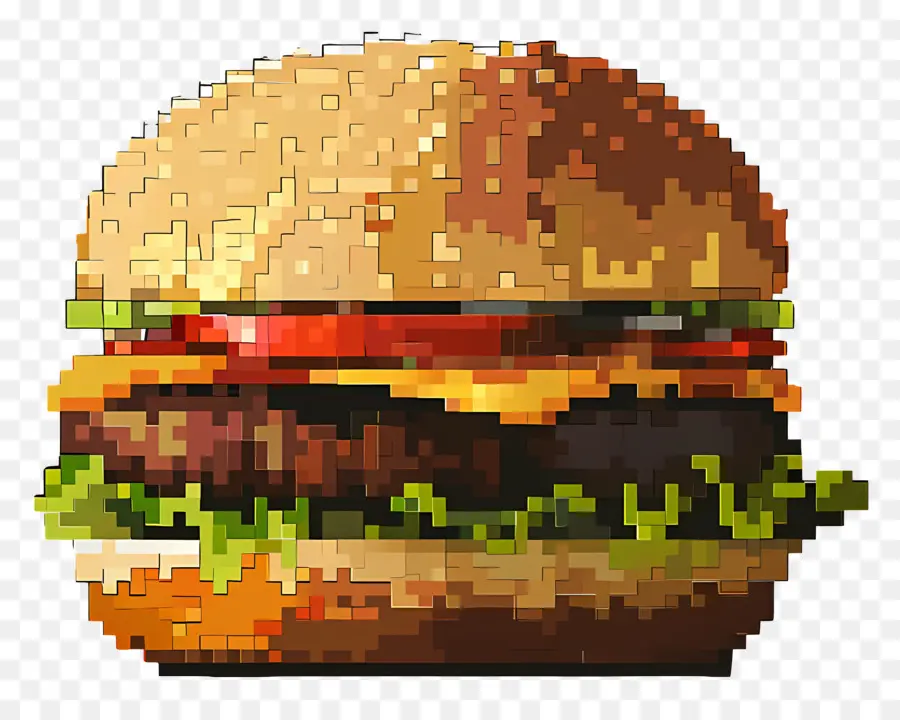 Hamburger Piksel，Burger Piksel PNG